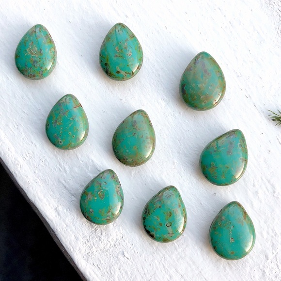 Picasso Czech Glass Teardrop (Peach) Necklace/Choker - Picture 3 of 4